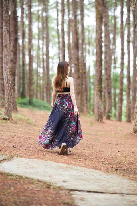 HIPPIE FLOWER LONG MAXI SKIRT