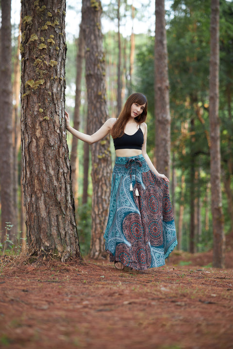 Mono Mandala Long Boho Skirts