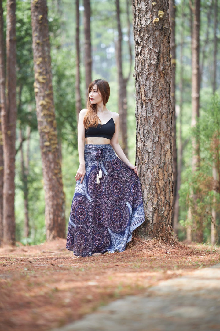 Mono Mandala Long Boho Skirts - Lannaclothesdesign Shop