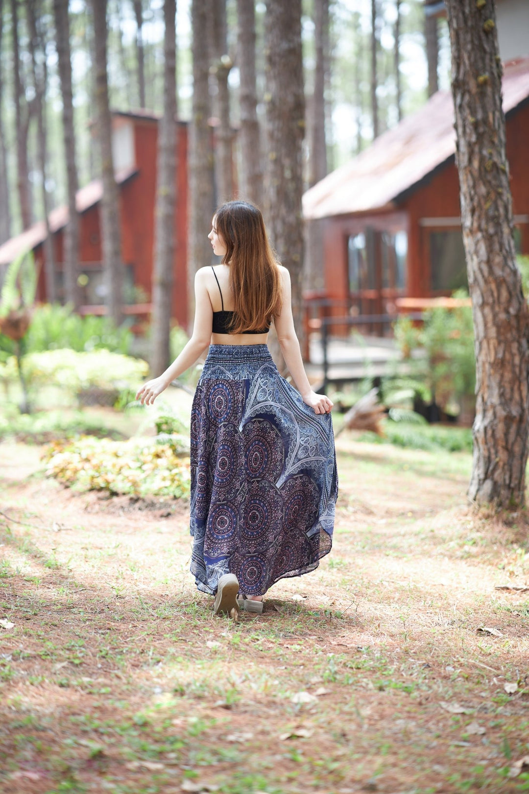 Mono Mandala Long Boho Skirts - Lannaclothesdesign Shop