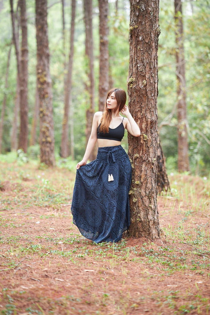 Double Rose Long Boho Skirts - Lannaclothesdesign Shop