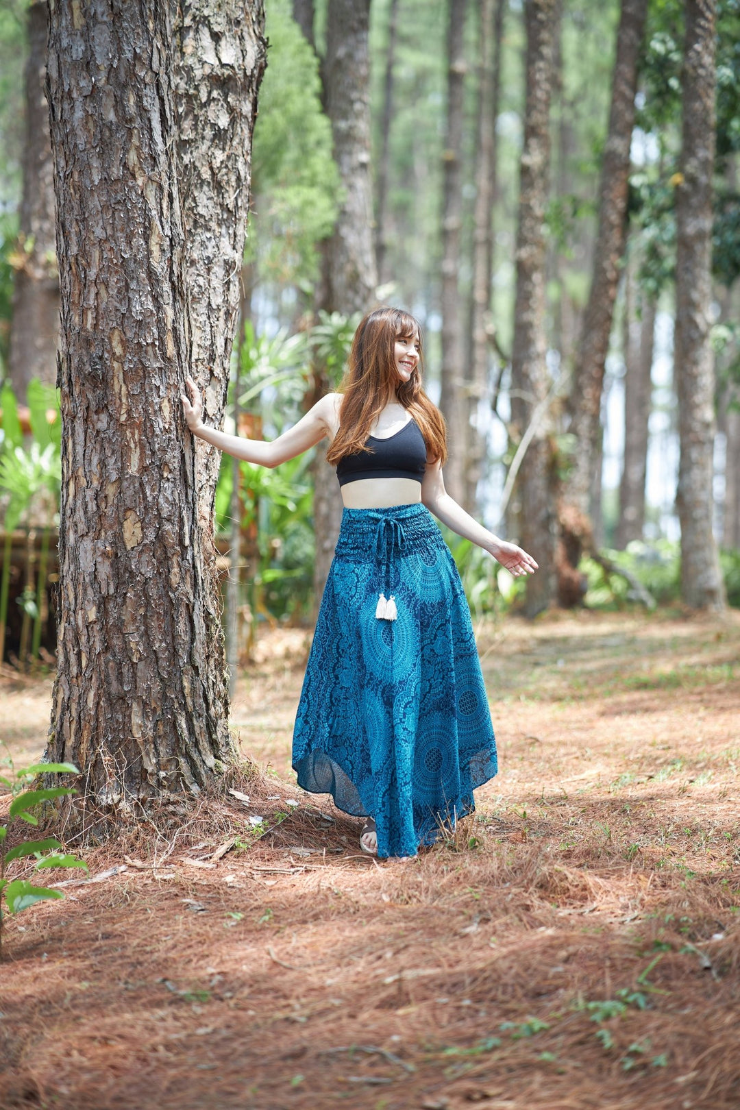 Double Rose Long Boho Skirts - Lannaclothesdesign Shop