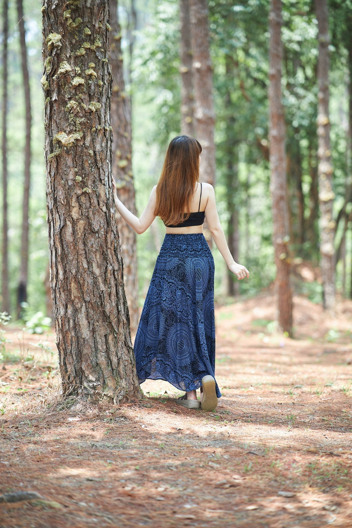 Double Rose Long Boho Skirts - Lannaclothesdesign Shop