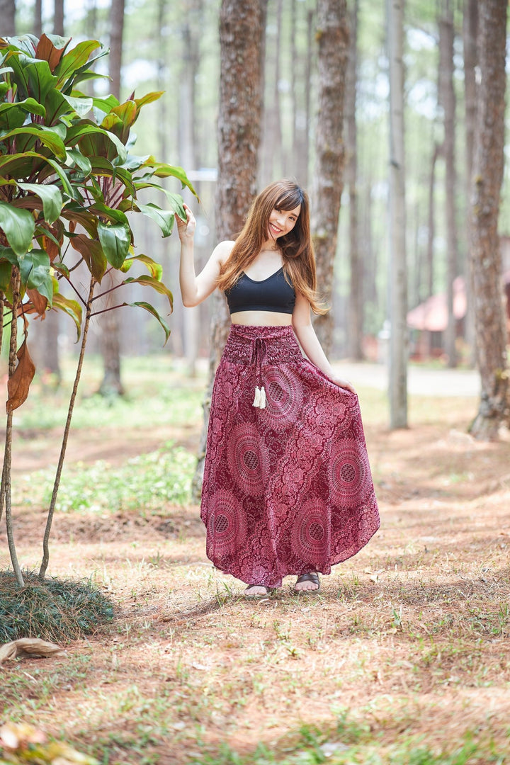 Double Rose Long Boho Skirts - Lannaclothesdesign Shop