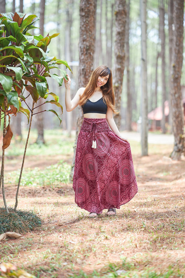 Double Rose Long Boho Skirts