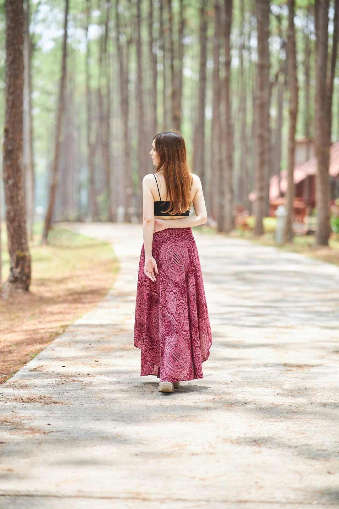 Double Rose Long Boho Skirts - Lannaclothesdesign Shop