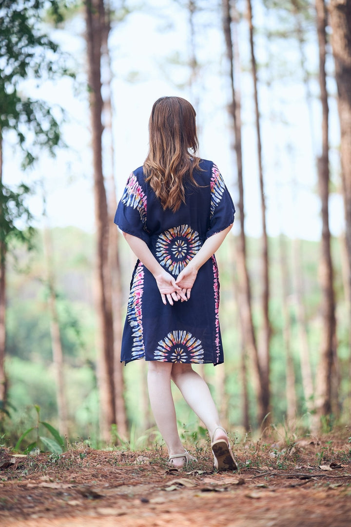 Rayon Boho Tops for Women One Size - Kimono - Dark Blue - Lannaclothesdesign Shop