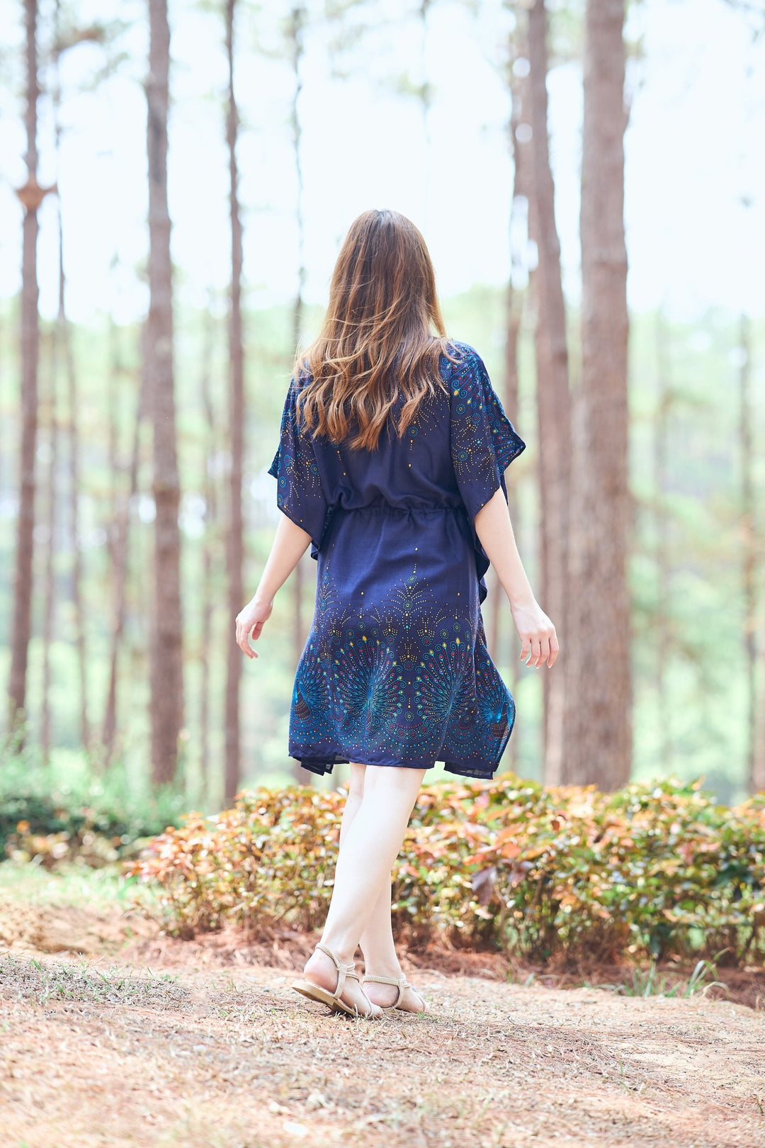 Rayon Boho Tops Dress Kimono - Dark Blue Firework - Lannaclothesdesign Shop