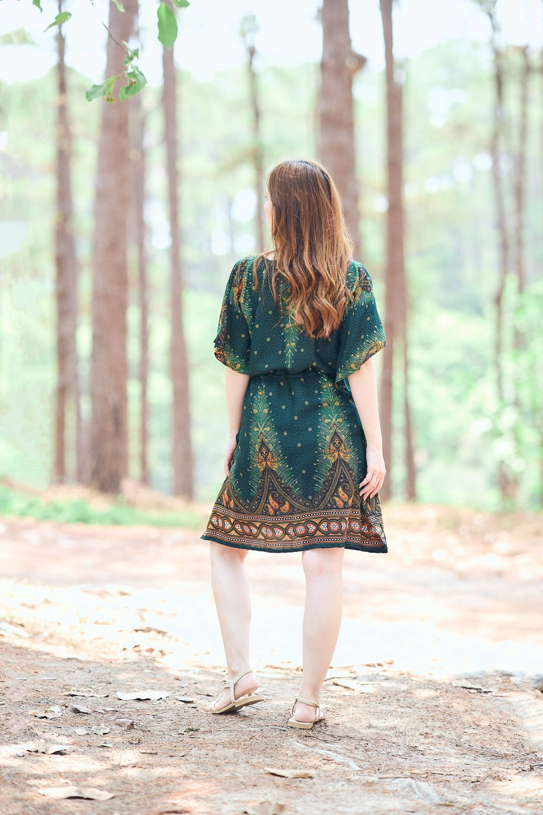 Rayon Boho Tops Dress Kimono - Green Peacock - Lannaclothesdesign Shop