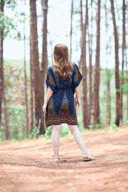 Rayon Boho Tops Dress Kimono - Dark Blue Peacock