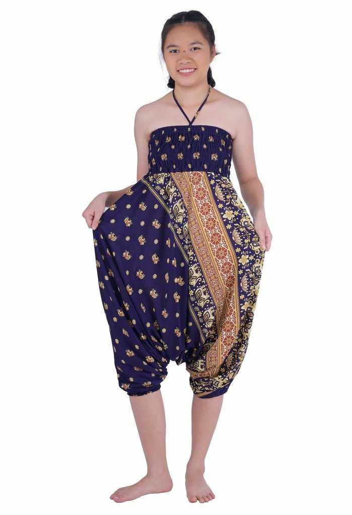 Small Gold Elephant Harem Pants - Lannaclothesdesign Shop