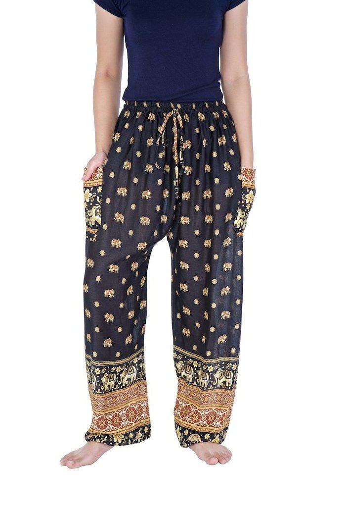 Small Gold Elephant Drawstring Pants