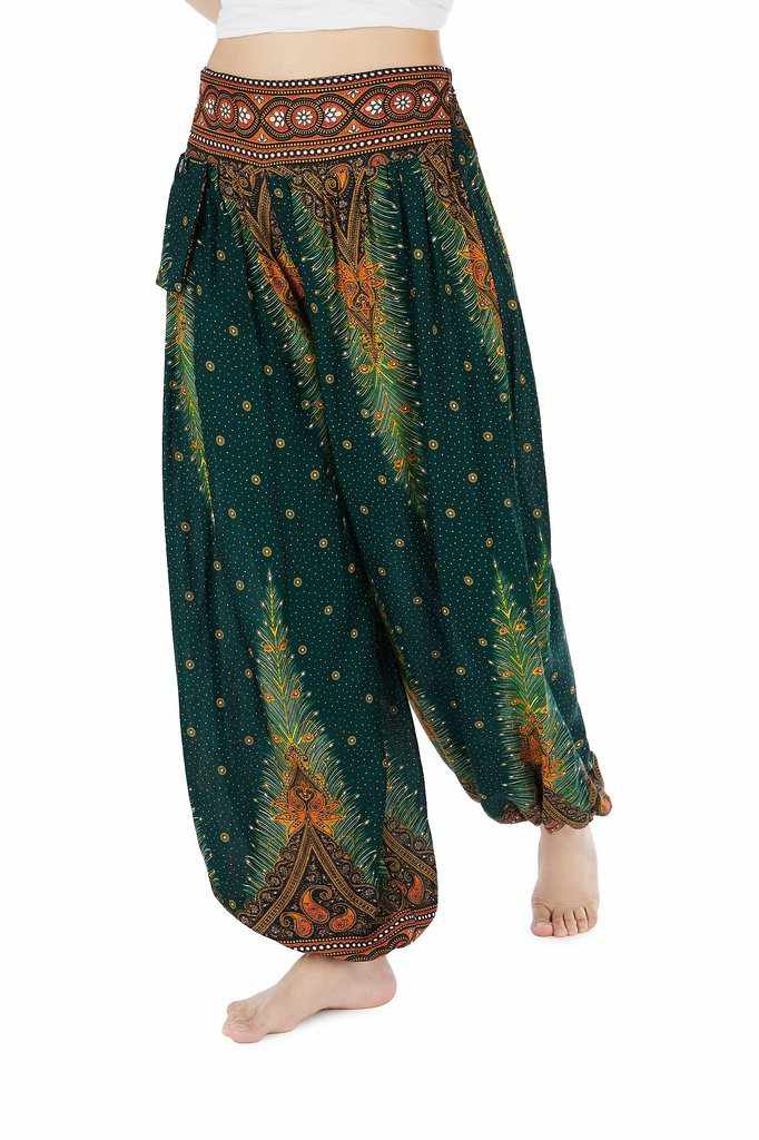 Green Comfy Boho Pants - Lannaclothesdesign Shop