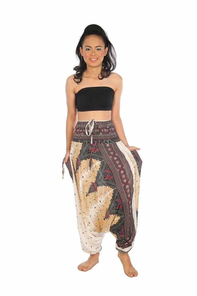 Harem Pants Peacock Print - Lannaclothesdesign Shop