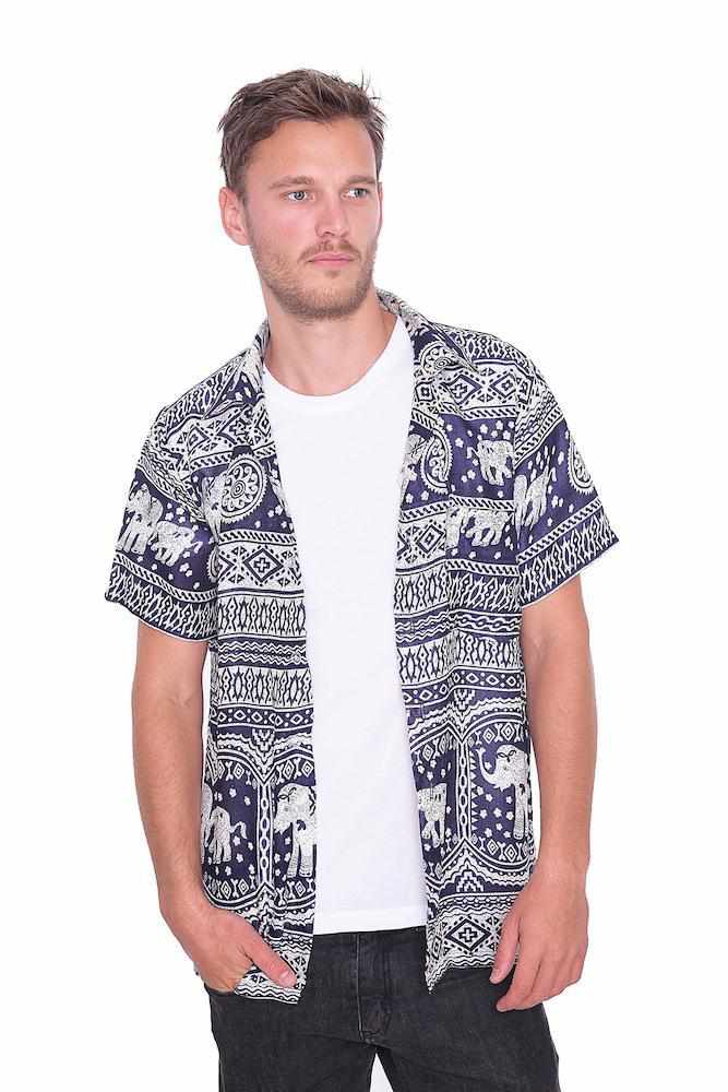 Teal Hawaiian Elephant Printed Shirt - Lannaclothesdesign Shop