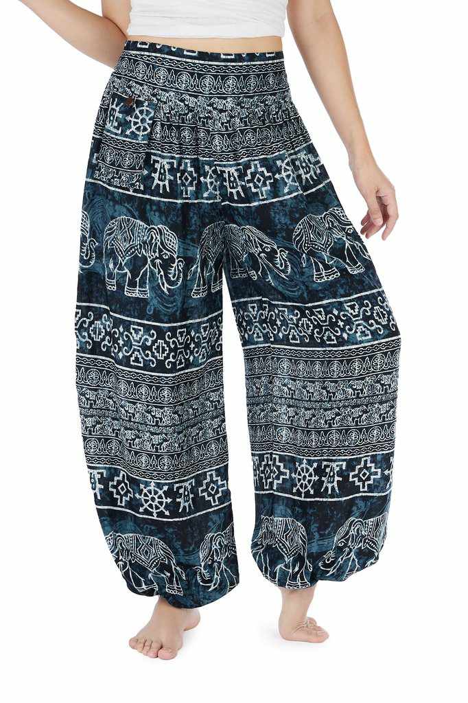 Women black Hippie Trousers - Lannaclothesdesign Shop