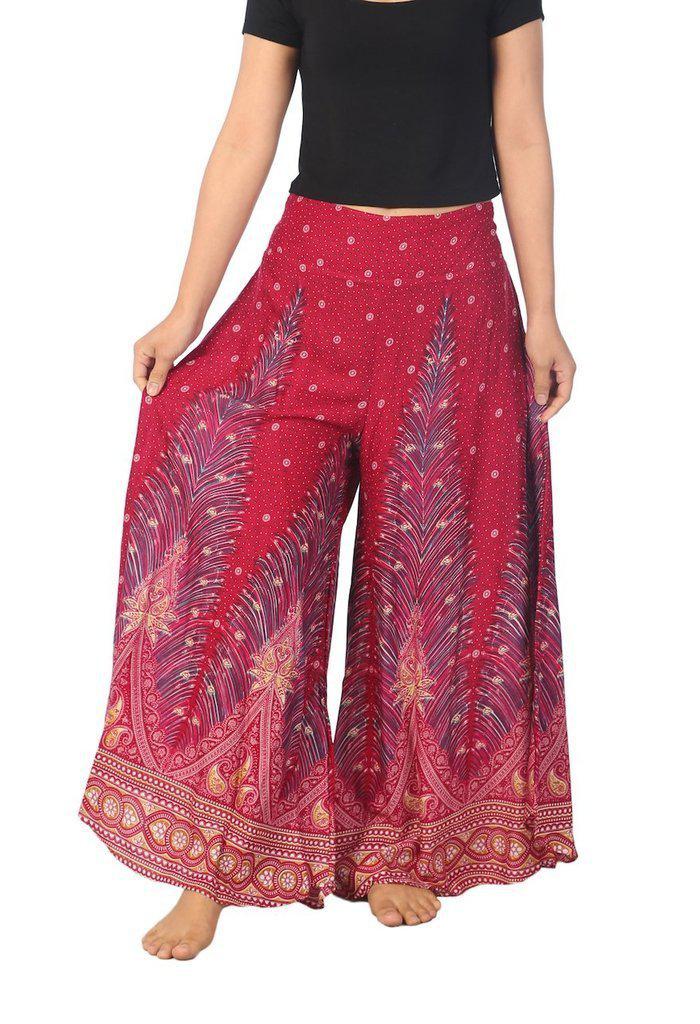 Womens Peacock Design Palazzo Pants