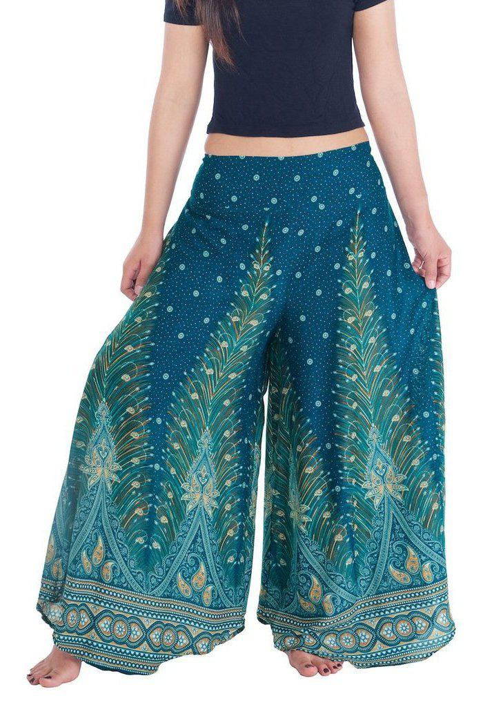 Womens Peacock Design Palazzo Pants