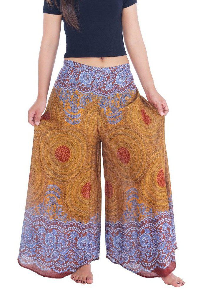 Womens Rose Design Wide Leg Palazzo Pants