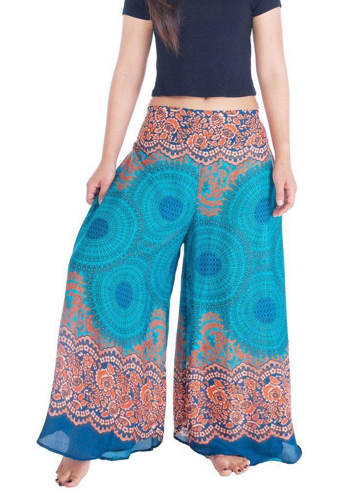 Womens Rose Design Wide Leg Palazzo Pants