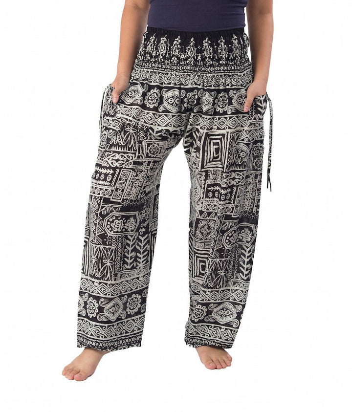 Smocked Waist Harem Boho Pants - Lannaclothesdesign Shop