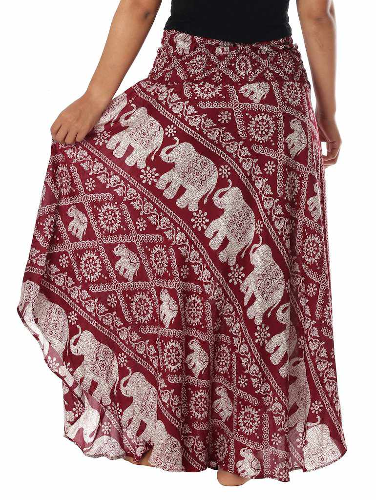 BURGUNDY BOHEMIAN ELEPHANT SKIRT - Lannaclothesdesign Shop