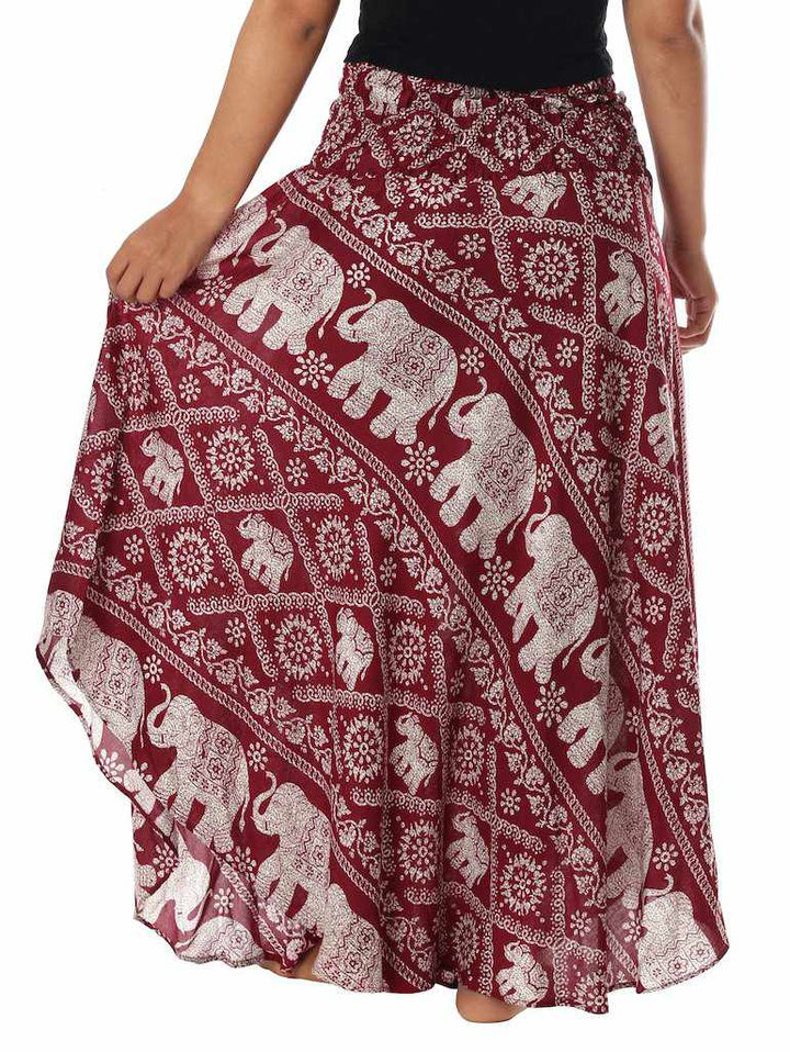 BURGUNDY BOHEMIAN ELEPHANT SKIRT - Lannaclothesdesign Shop