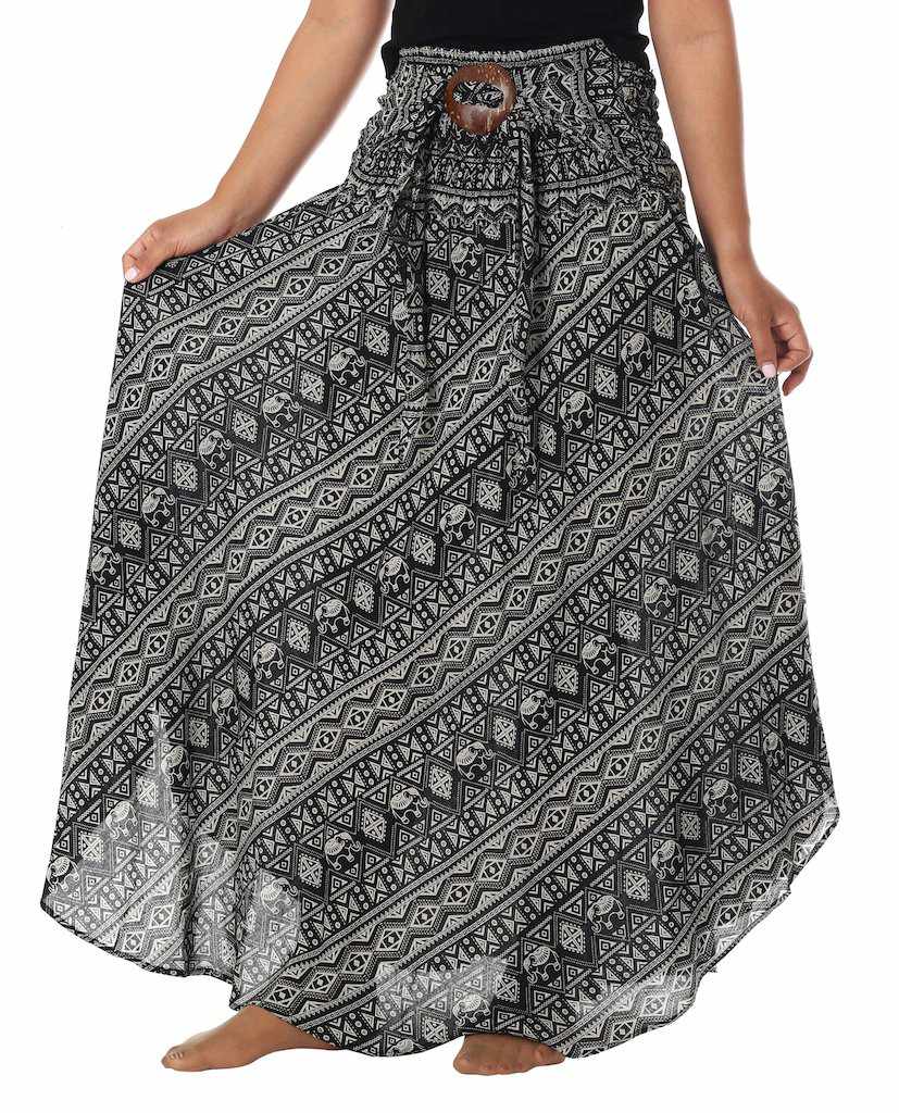 SMALL ELEPHANT PRINT MAXI SKIRT - Lannaclothesdesign Shop