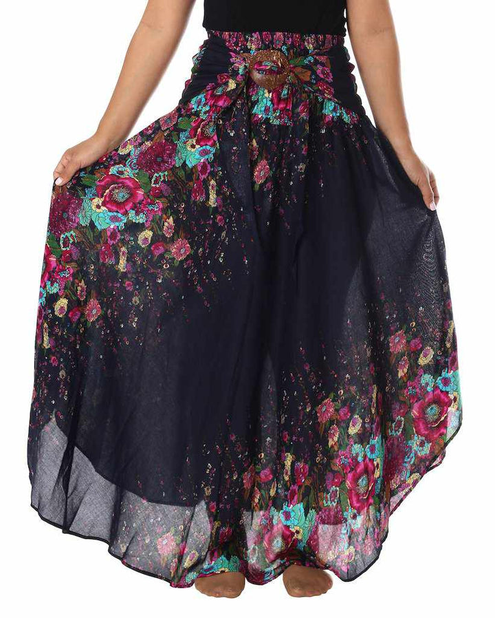 DARK BLUE WOMEN BOHO SKIRT - Lannaclothesdesign Shop