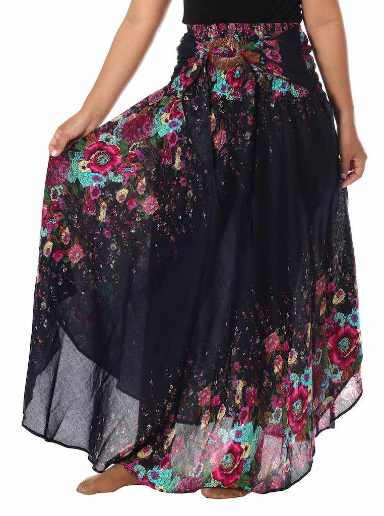 DARK BLUE WOMEN BOHO SKIRT - Lannaclothesdesign Shop
