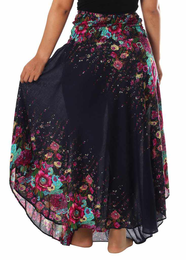 DARK BLUE WOMEN BOHO SKIRT - Lannaclothesdesign Shop