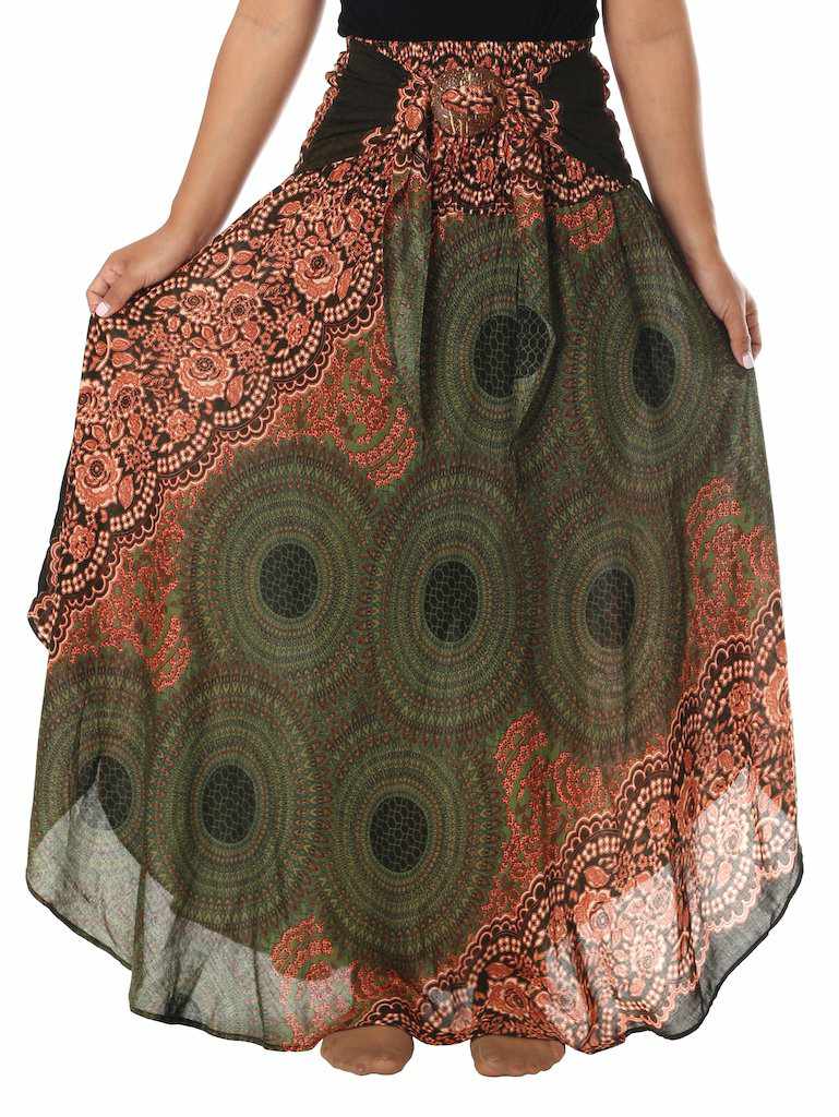 BOHEMIAN HIPPIE SKIRT GREEN - Lannaclothesdesign Shop