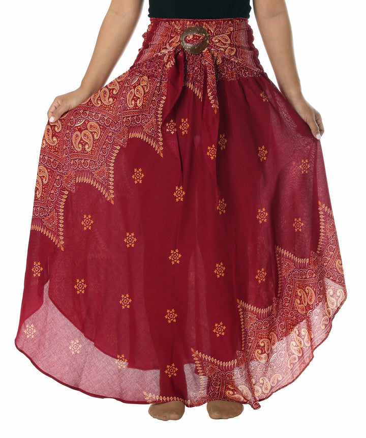 BURGUNDY HIPPIE SKIRT - Lannaclothesdesign Shop