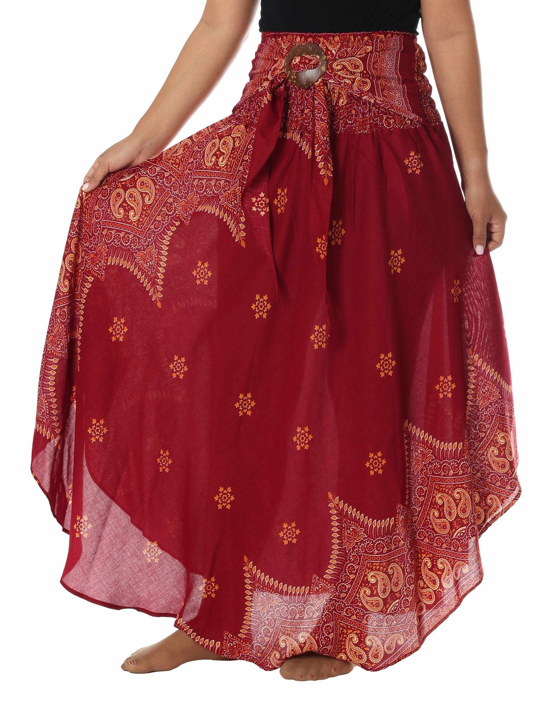 BURGUNDY HIPPIE SKIRT - Lannaclothesdesign Shop
