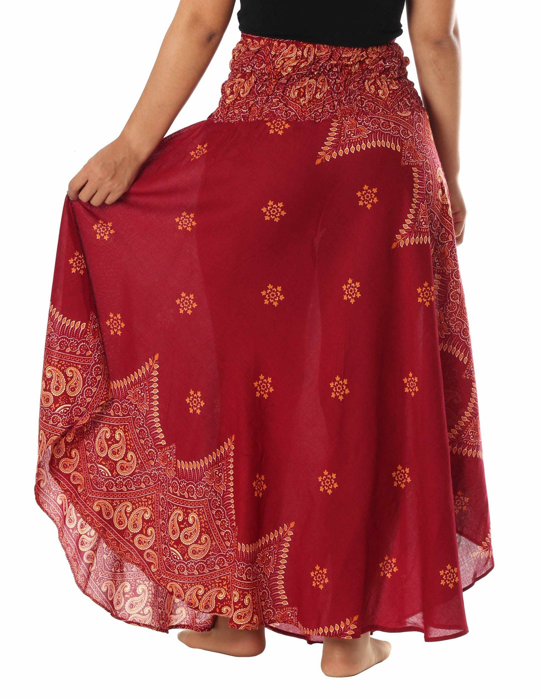 BURGUNDY HIPPIE SKIRT - Lannaclothesdesign Shop