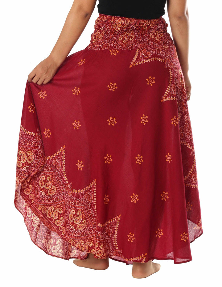 BURGUNDY HIPPIE SKIRT - Lannaclothesdesign Shop