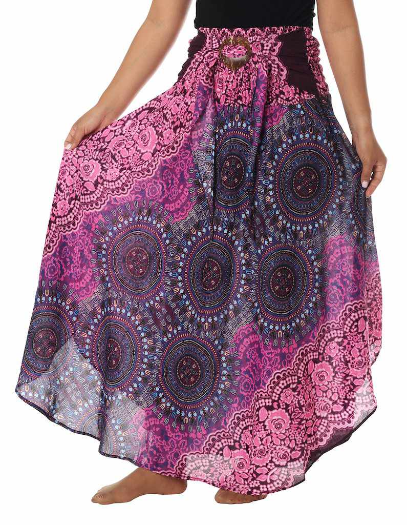 PURPLE MANDALA BOHO MAXI SKIRT - Lannaclothesdesign Shop
