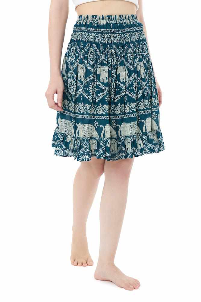 ELEPHANT PRINT SHORT BOHO SKIRT - Lannaclothesdesign Shop