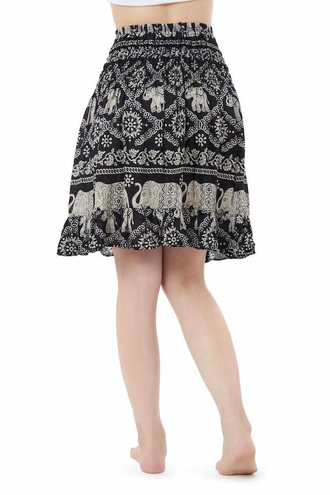 ELEPHANT PRINT SHORT BOHO SKIRT - Lannaclothesdesign Shop