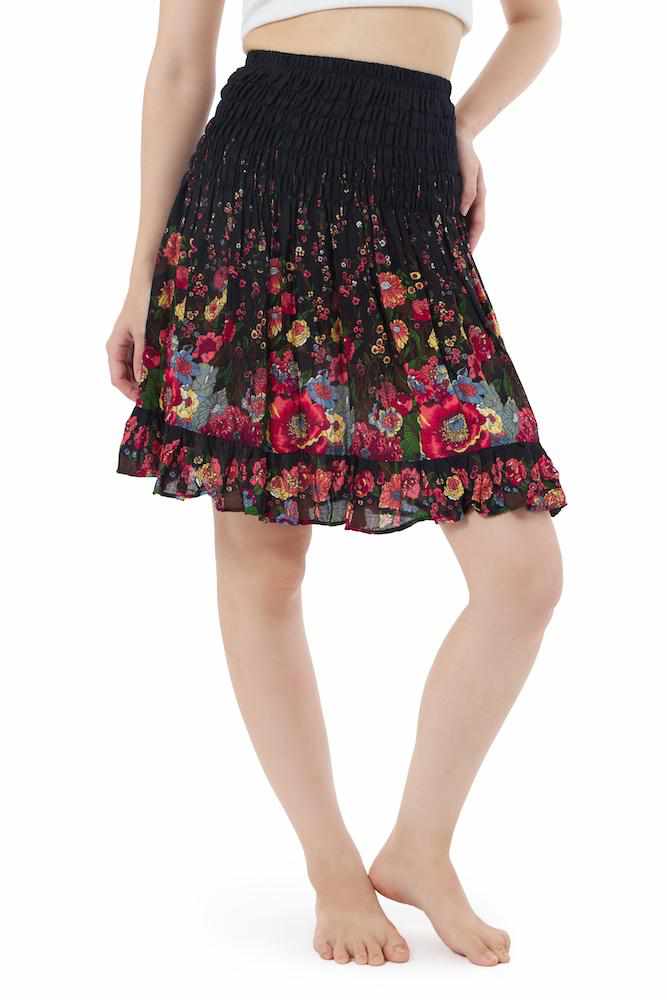 DARK BLUE FLOWER BOHO SKIRT - Lannaclothesdesign Shop