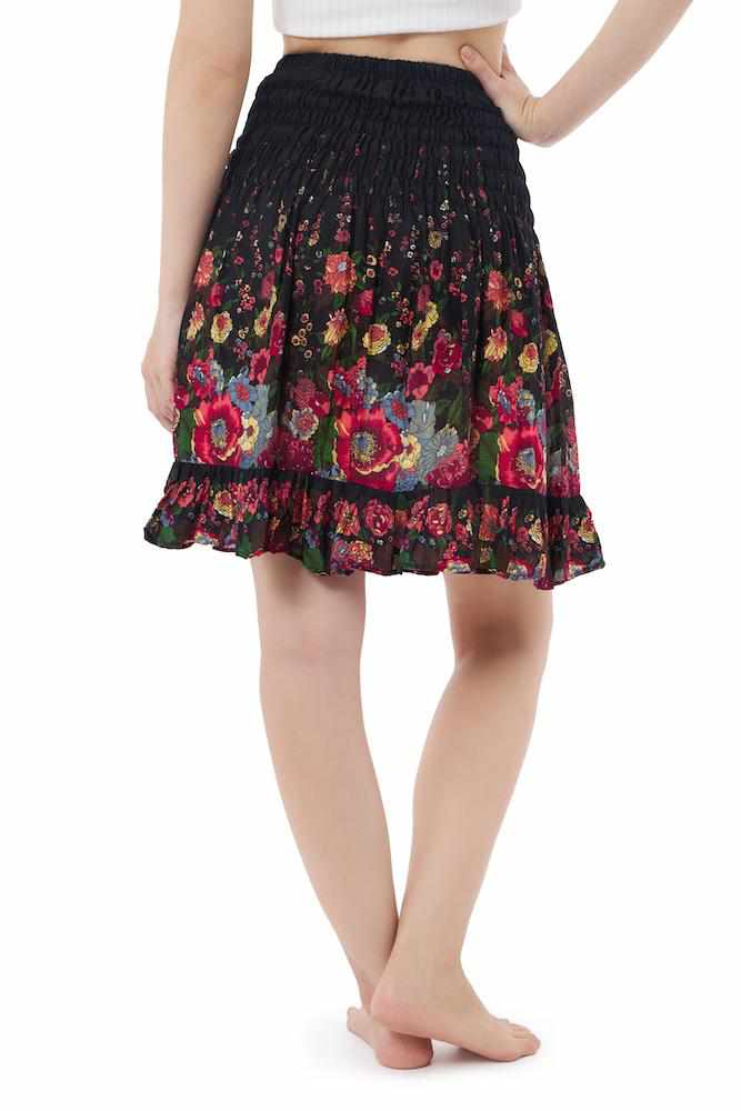DARK BLUE FLOWER BOHO SKIRT - Lannaclothesdesign Shop
