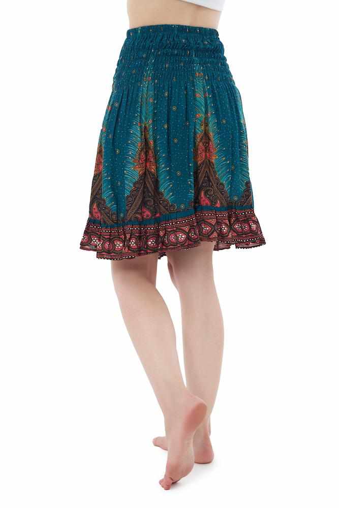 SHORT PEACOCK BOHO SKIRT - Lannaclothesdesign Shop