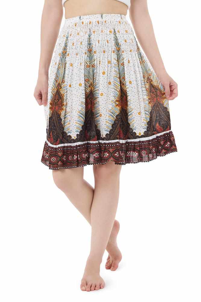 SHORT PEACOCK BOHO SKIRT - Lannaclothesdesign Shop