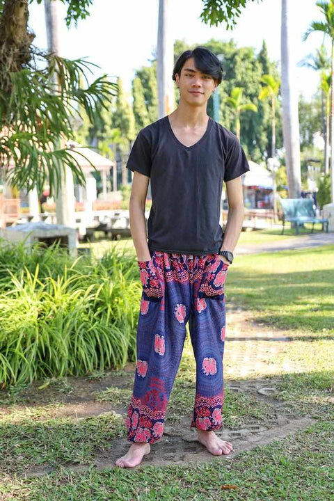 MENS BAGGY ELEPHANT PANTS-Men Pants-Lannaclothesdesign Shop-Small-Dark Blue-Lannaclothesdesign Shop