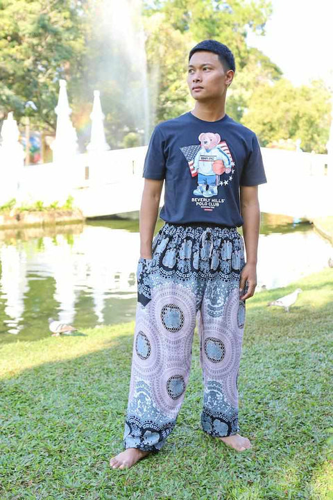 MENS BAGGY ELEPHANT PANTS-Men Pants-Lannaclothesdesign Shop-Small-Black White-Lannaclothesdesign Shop