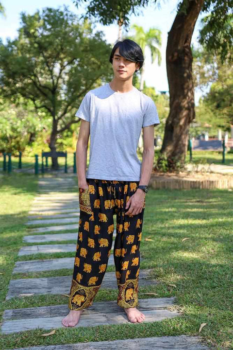 MENS LOUNGE BOHO PANTS-Men Pants-Lannaclothesdesign Shop-Small-Black-Lannaclothesdesign Shop