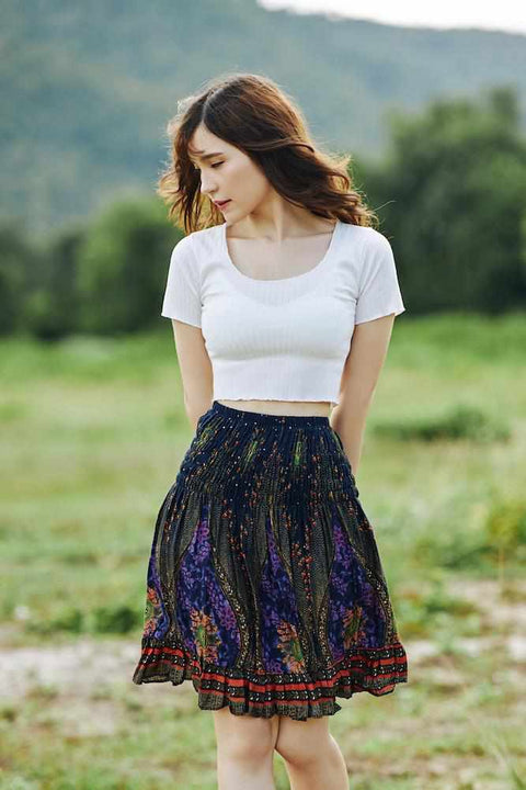 HIGH WAISTED FLORAL SKIRT