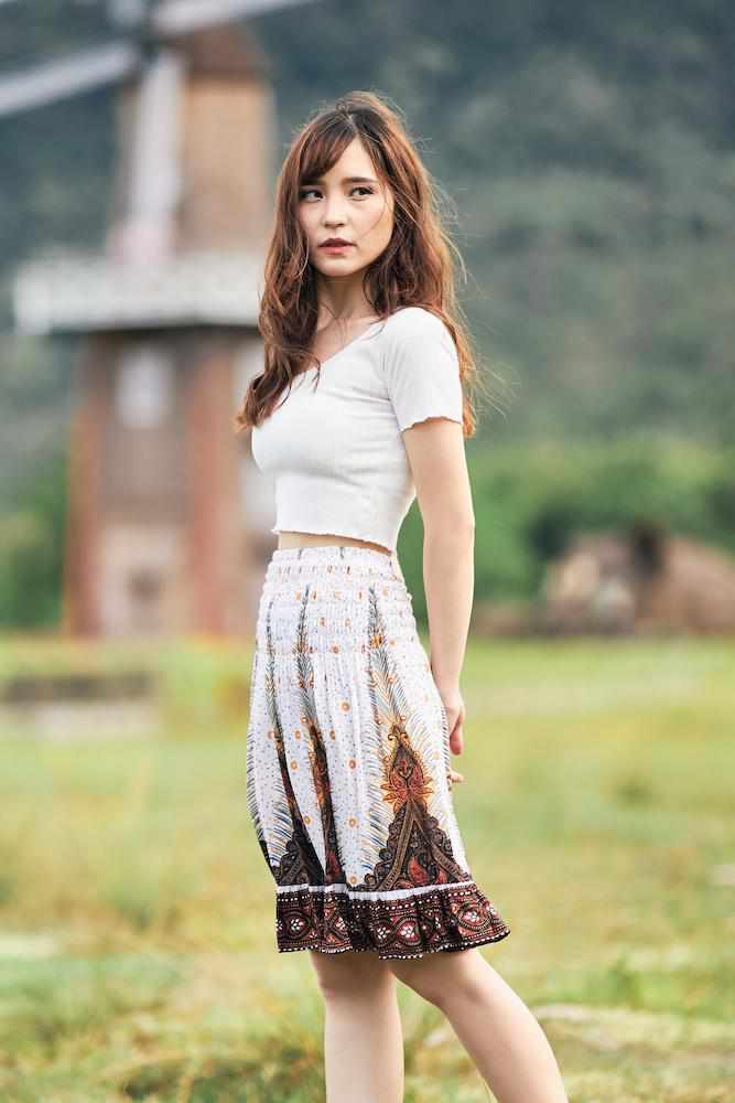 SHORT PEACOCK BOHO SKIRT - Lannaclothesdesign Shop