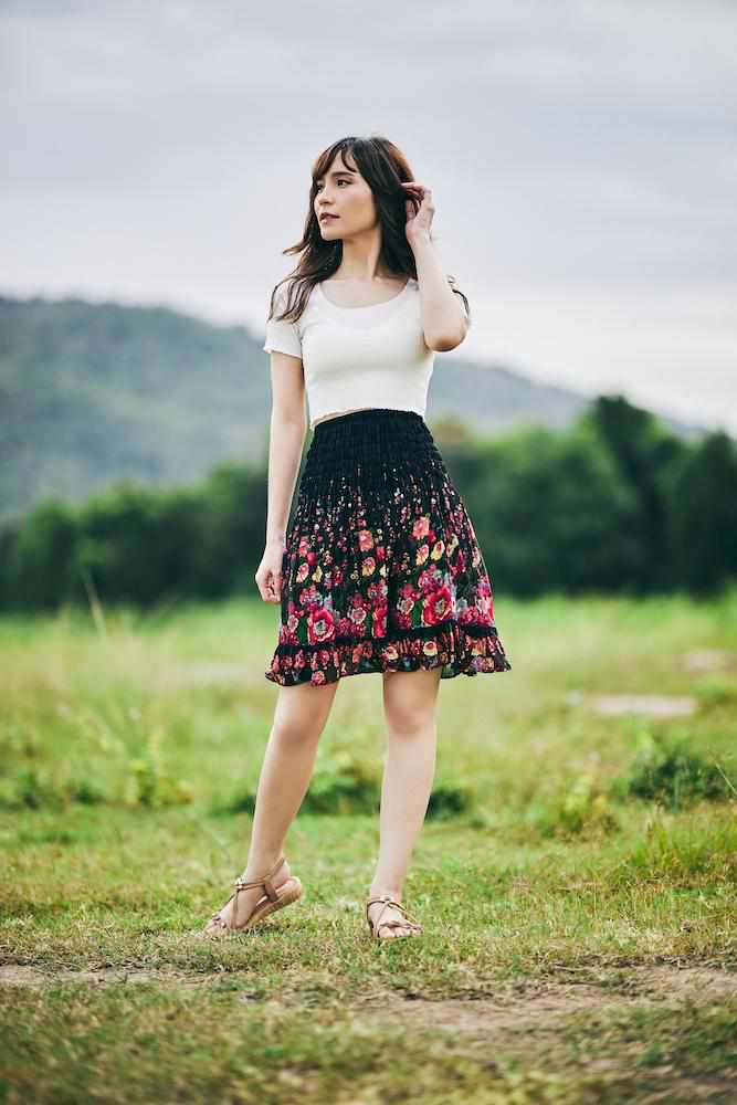DARK BLUE FLOWER BOHO SKIRT - Lannaclothesdesign Shop