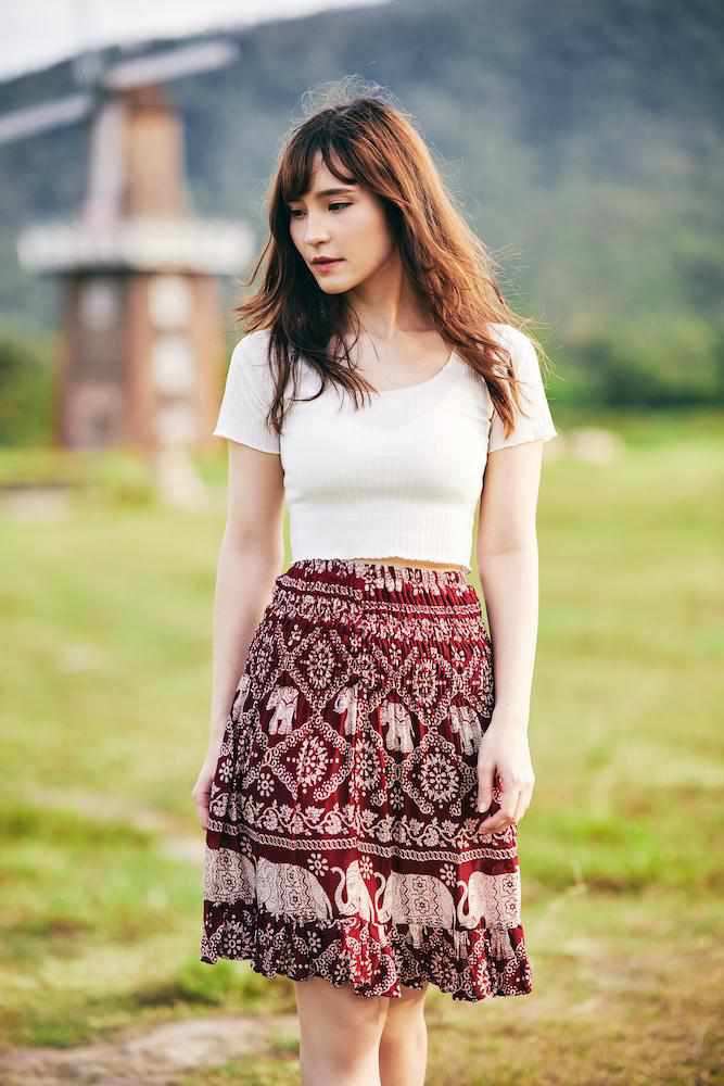 ELEPHANT PRINT SHORT BOHO SKIRT - Lannaclothesdesign Shop
